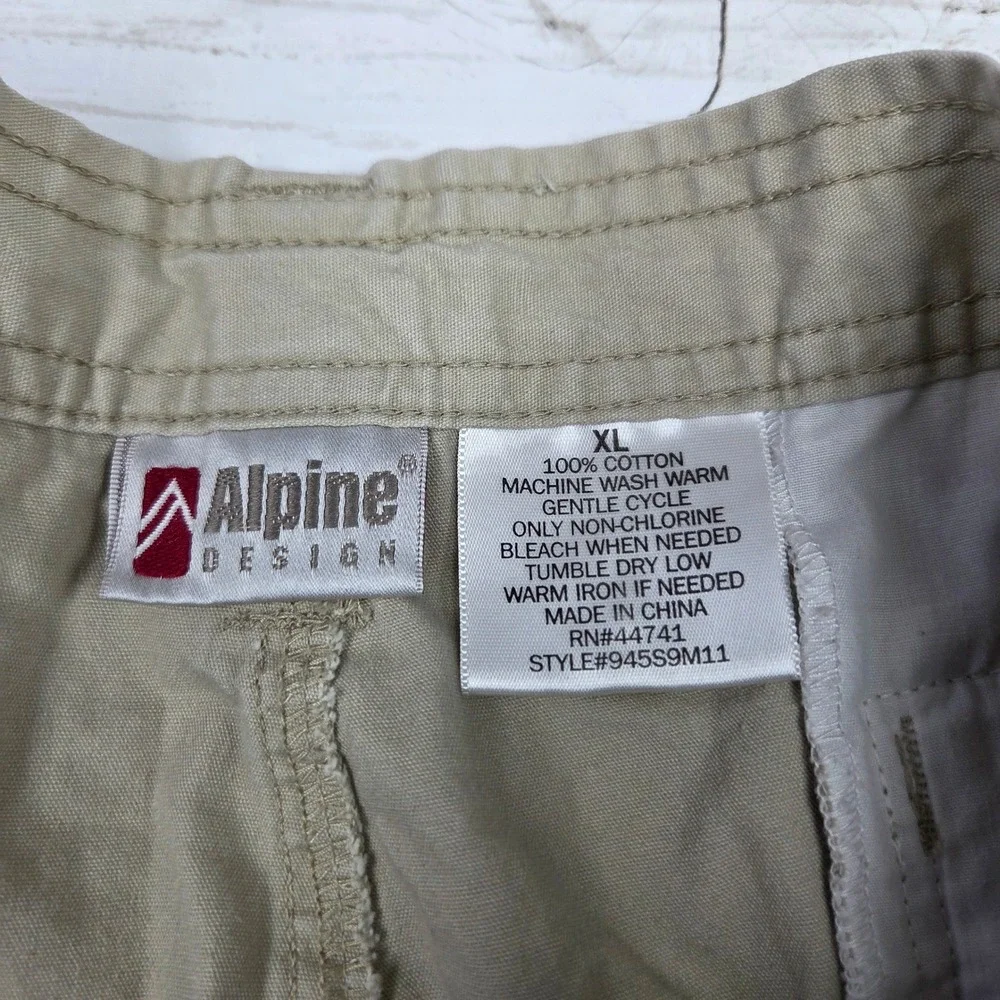 Alpine Design 945S9M11 Cargo Shorts Men XL Tan Cotton Elastic Waist Utility